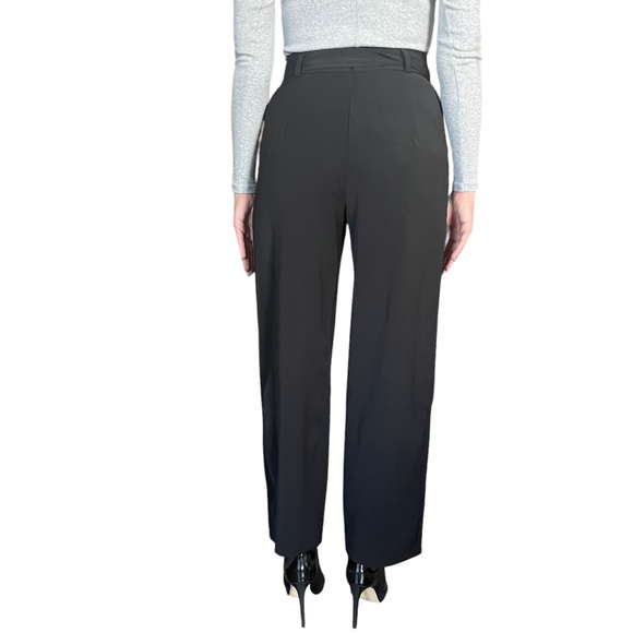 Women’s black straight-leg tailored trouser ankle tie high waist dress pants US4 - Picture 3 of 4